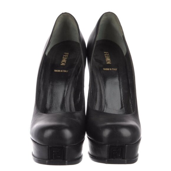 Fendi Authentic Solid Black Leather High Heel Pumps 9 - Picture 3 of 9